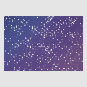 Papier Mousseline Ciel de nuit bleu et violet étoilé