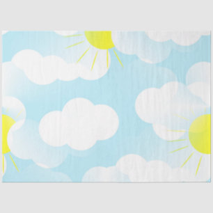 Papier Mousseline Ciel d'été bleu soleil avec nuages Découpage d'emb