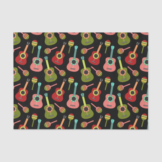 Papier Mousseline Cinco de Mayo Guitars Maracas Musique mexicaine (Recto)