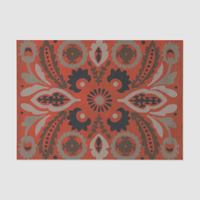 Papier Mousseline Cinnabar Suzani II (Recto)