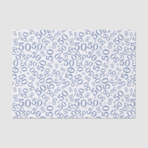 Papier Mousseline cinquantième Bleu et blanc de motif de nombre