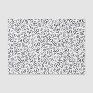 Papier Mousseline cinquantième Motif de nombre d'anniversaire noir
