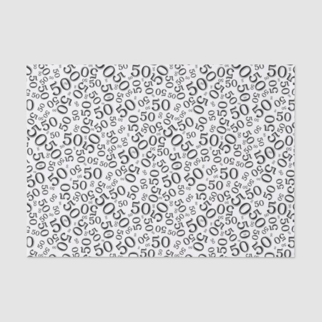 Papier Mousseline cinquantième Motif de nombre d'anniversaire noir (Recto)
