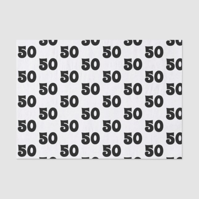 Papier Mousseline cinquantième Motif noir et blanc d'anniversaire (Recto)