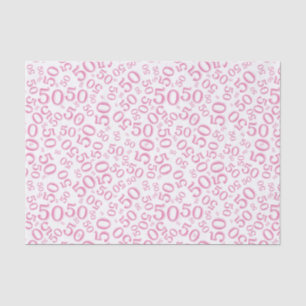 Papier Mousseline cinquantième Rose et blanc de motif de nombre