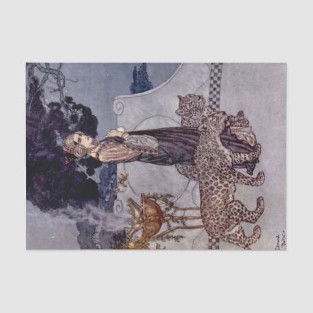Papier Mousseline "Circe with Leopards" par Edmund Dulac (Recto)