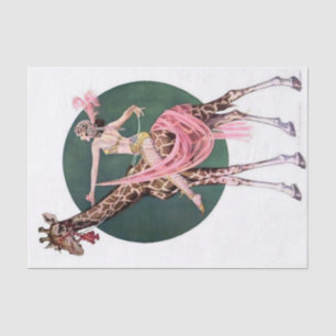 Papier Mousseline "Circus Giraffe Rider" par FX Leyendecker