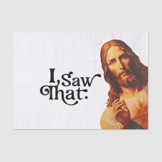 Papier Mousseline Citation drôle Jésus mème J'ai vu ce chrétien (Recto)
