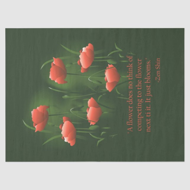 Papier Mousseline Citation Zen Fleur Art Découpage (Recto)