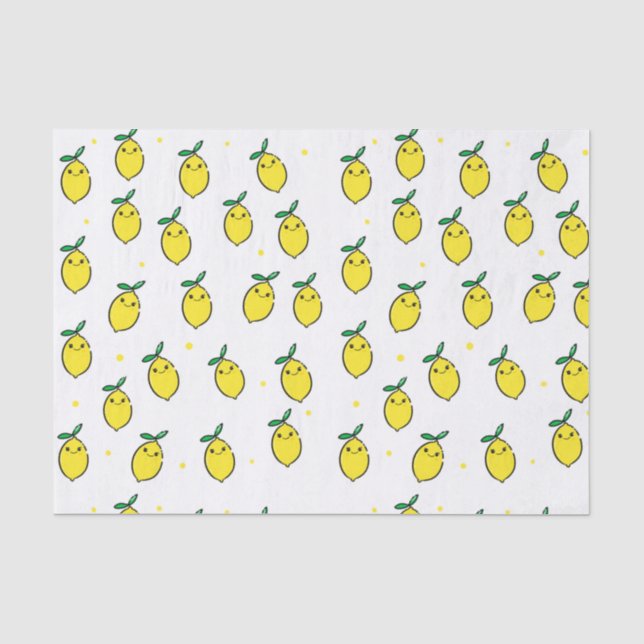 Papier Mousseline Citron à visage joyeux jaune mignon (Recto)