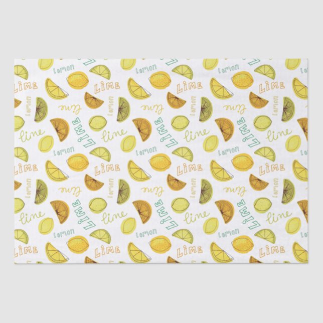 Papier Mousseline Citron et citron vert Motif (Recto)