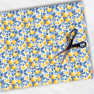 Papier Mousseline Citron Motif Citrus Fruit Tropical Été