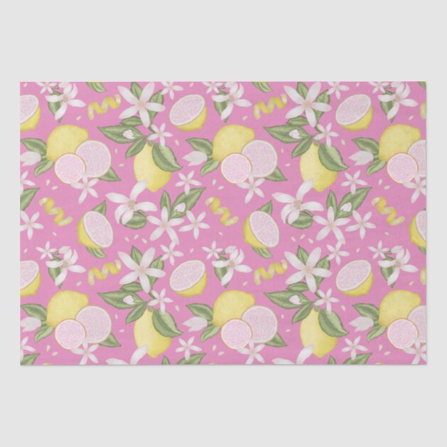 Papier Mousseline Citron rose Anniversaire Tissu Papier (Recto)