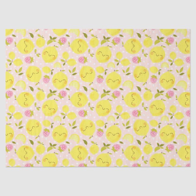 Papier Mousseline Citron rose fraise (Recto)