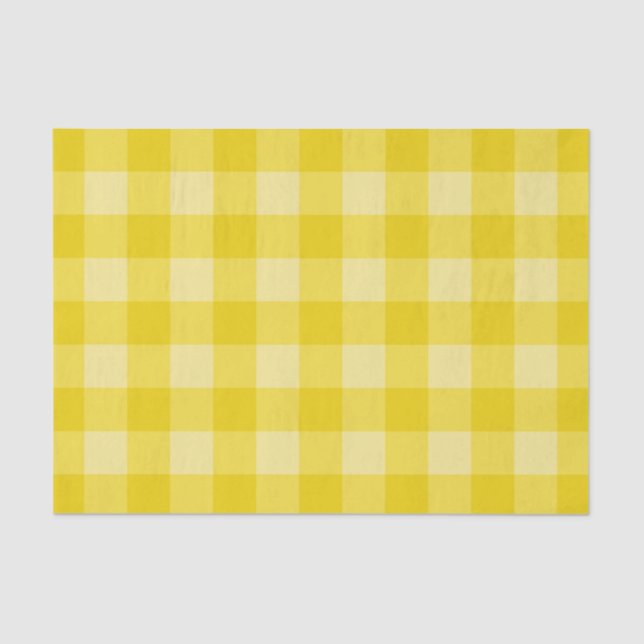 Papier Mousseline Citronade Jaune Tartan Lumineux Motif Plaid Imprim (Recto)