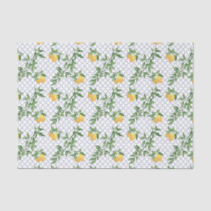 Papier Mousseline Citrons Carreaux blancs Feuille Fruit botanique