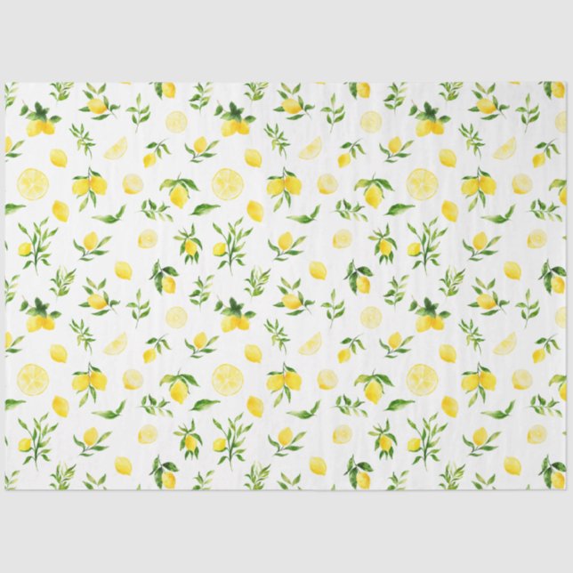 Papier Mousseline Citrons et Motif de feuillage (Recto)