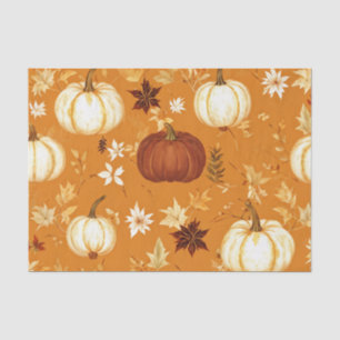 Papier Mousseline Citrouille Aquarelle Motif d'automne pour automne