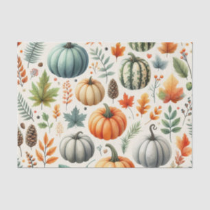 Papier Mousseline Citrouille Aquarelle Motif d'automne pour automne