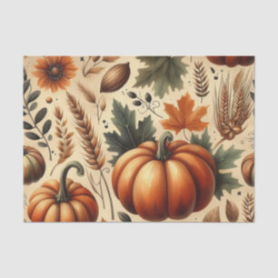 Papier Mousseline Citrouille Aquarelle Motif d'automne pour automne