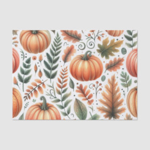 Papier Mousseline Citrouille Aquarelle Motif d'automne pour automne