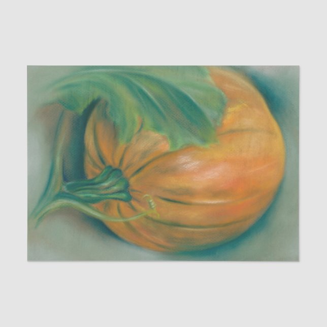 Papier Mousseline Citrouille d'automne et feuille Pastel Thanksgivin (Recto)