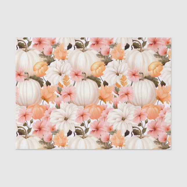 Papier Mousseline Citrouille d'automne et fleurs automne Découpage (Recto)