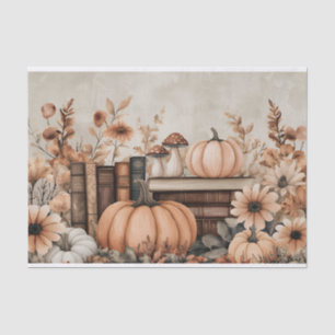 Papier Mousseline Citrouille d'automne et fleurs automne Découpage