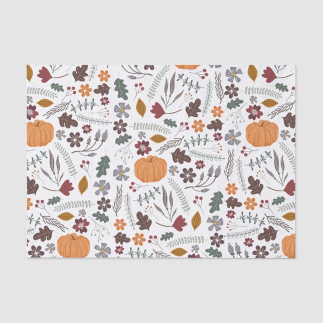 Papier Mousseline citrouille d'automne motif graphique contemporain (Recto)
