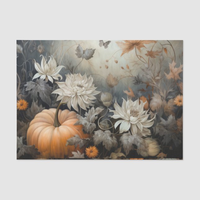 Papier Mousseline Citrouille d'automne pour Halloween avec découpage (Recto)