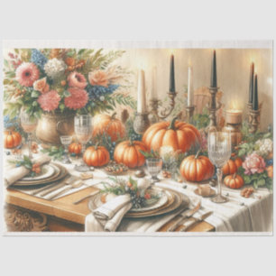 Papier Mousseline Citrouille Découpe Florale Élégante d'Automne