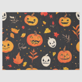 Papier Mousseline Citrouille d'Halloween amusant et Feuilles Imprime