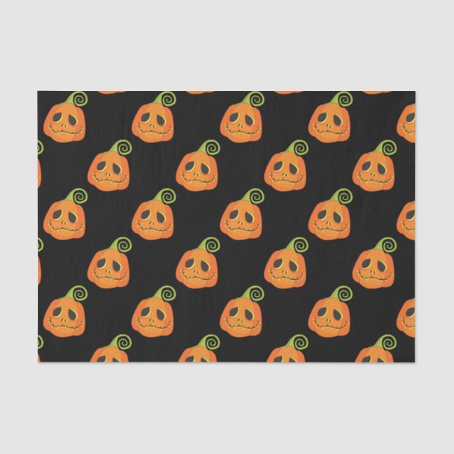 Papier Mousseline Citrouille noir Whimsical Halloween personnalisé (Recto)