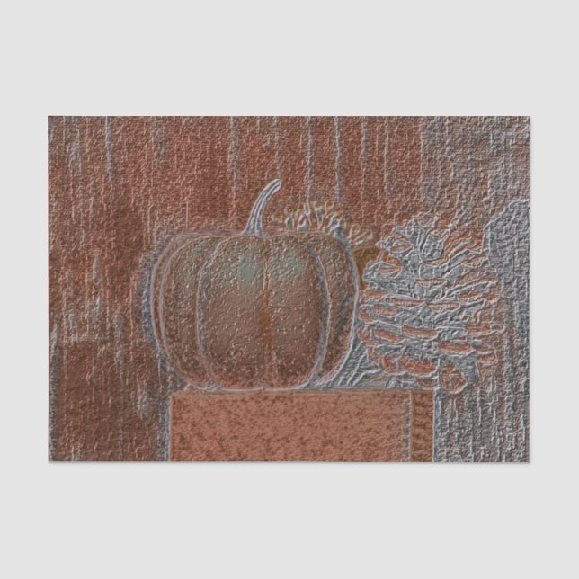 Papier Mousseline Citrouille Orange Argent Metallic élégant automne (Recto)