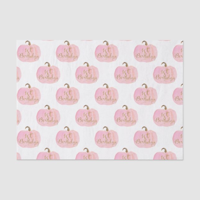 Papier Mousseline Citrouille rose Automne Automne Gold 1er Anniversa (Recto)