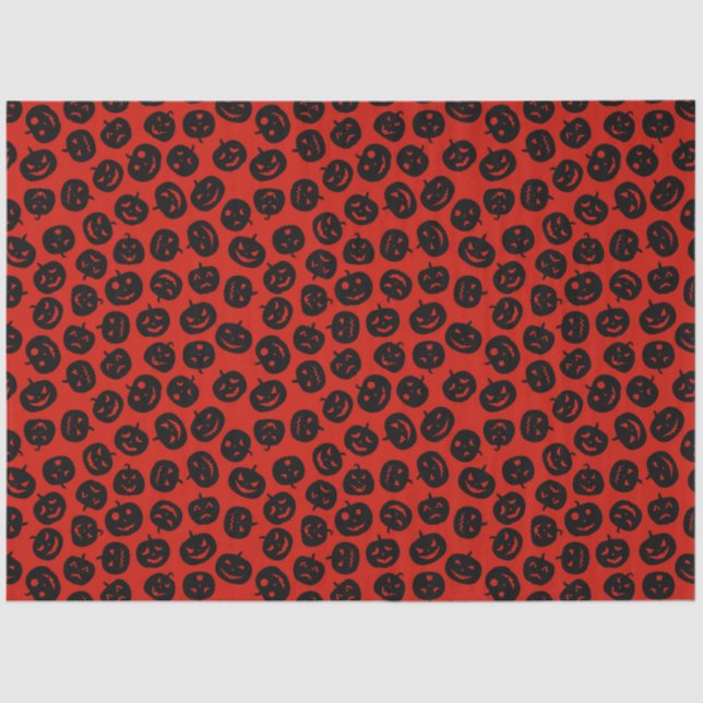 Papier Mousseline Citrouille rouge d'Halloween Vintage (Recto)
