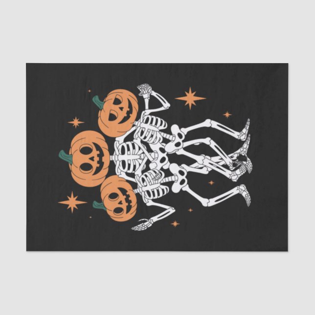 Papier Mousseline Citrouille Skeleton Halloween Citrouille saison Éf (Recto)