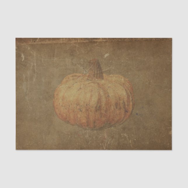 Papier Mousseline Citrouille Vintage Antique Orange Automne Texture (Recto)