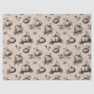 Papier Mousseline Citrouille vintage et Motif de gravure de vigne