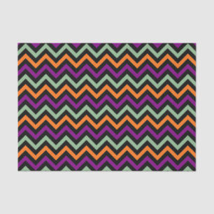 Papier Mousseline Citrouille, violet, vert et noir Chevron raypes