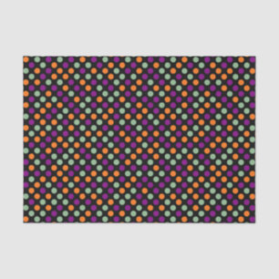 Papier Mousseline Citrouille, violet, vert et noir Pois