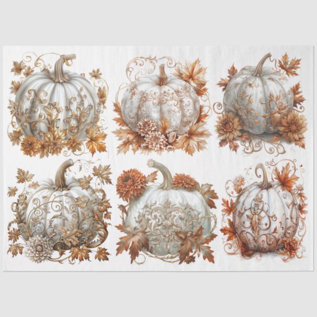 Papier Mousseline Citrouilles blancs (Recto)