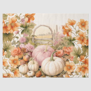 Papier Mousseline Citrouilles d'aquarelle et découpage de feuillage 