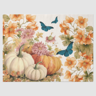 Papier Mousseline Citrouilles d'aquarelle et découpage de feuillage 