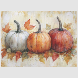 Papier Mousseline Citrouilles d'automne avec Découpage Feuille