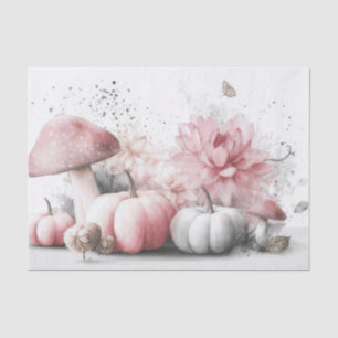 Papier Mousseline Citrouilles d'automne, champignons et fleurs Décou