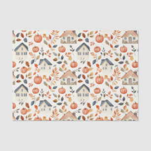 Papier Mousseline Citrouilles d'automne, Maison, Motif Feuille Décou