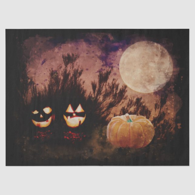 Papier Mousseline Citrouilles d'Halloween sur la page de découpage e (Recto)