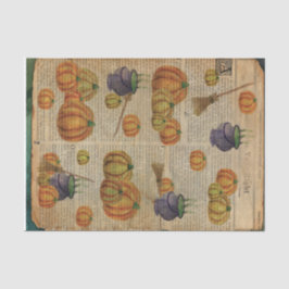 Papier Mousseline Citrouilles et Cauldron Pages Vintages Découpage