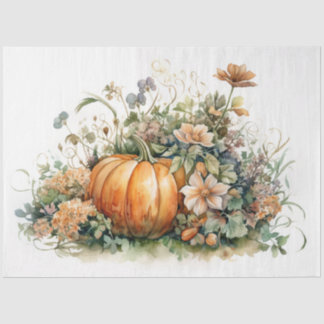 Papier Mousseline Citrouilles et floraux 3 feuillets de découpage